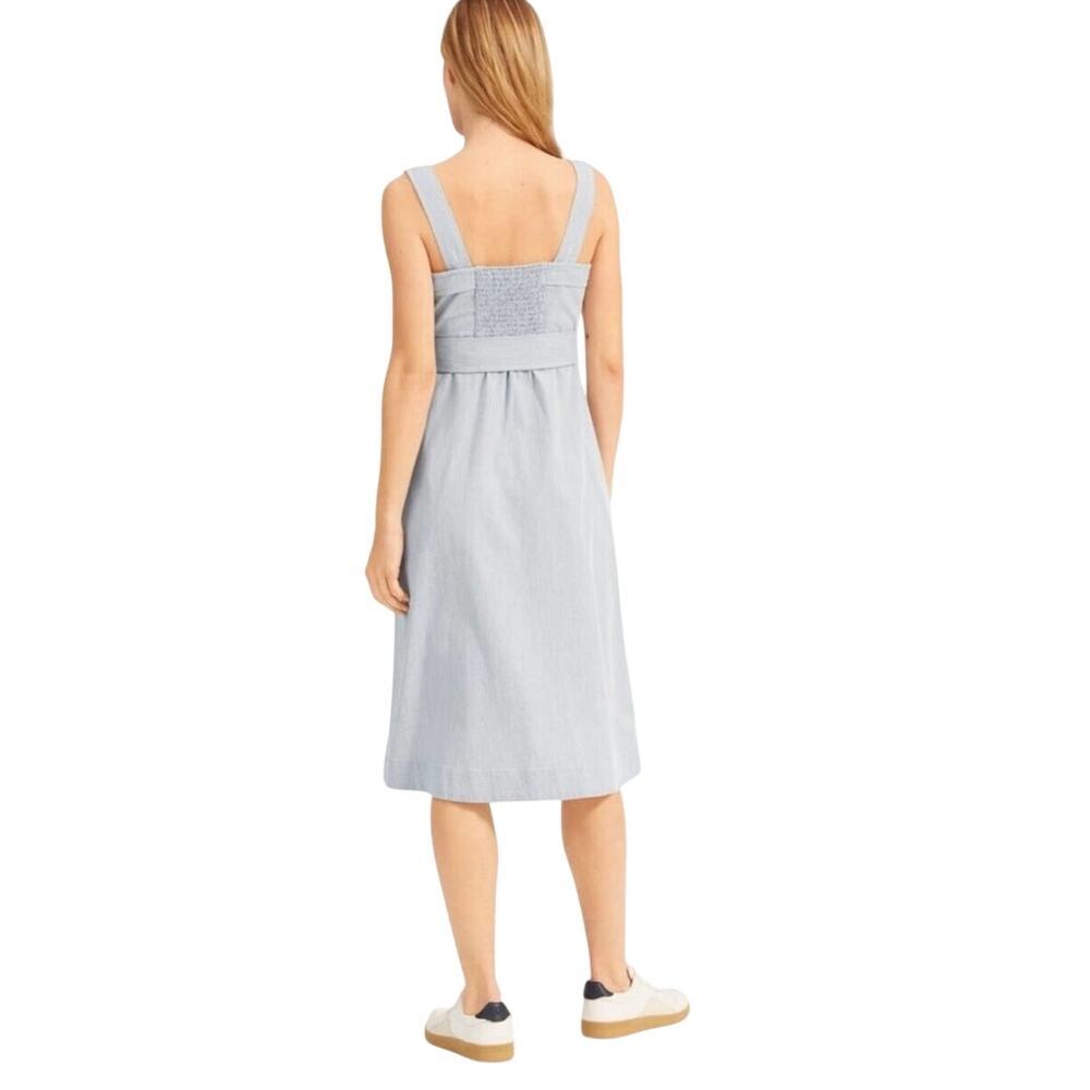 Everlane Women's Cotton Weave Picnic Dress Blue Pinstripe Size 00 - Picture 2 of 10